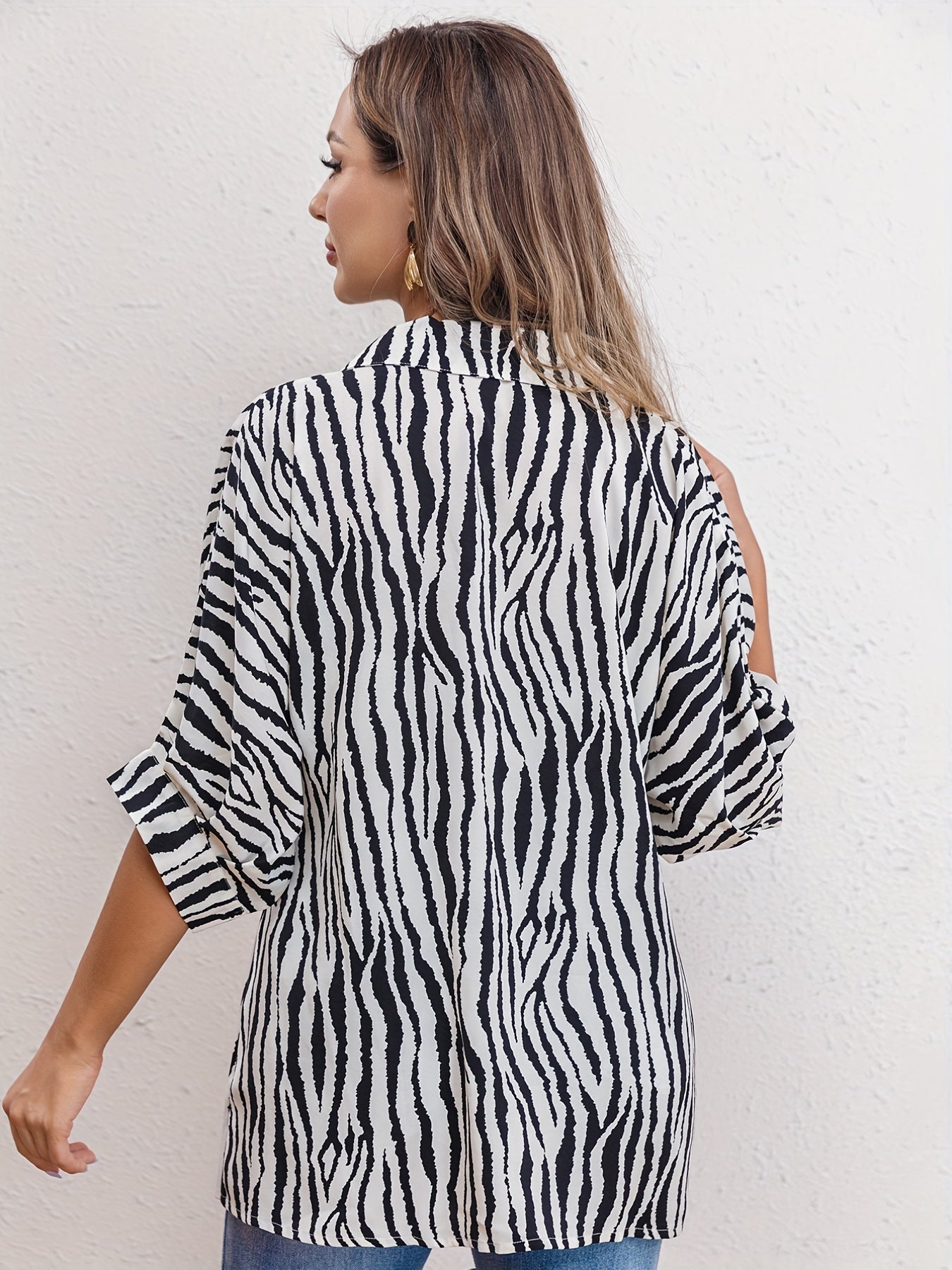 Lindis® | Blouse met zebrapatroon en manchetten aan de mouwen