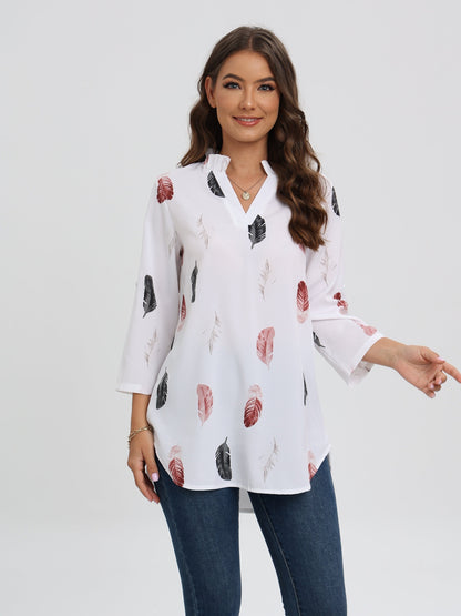 Octavia® | Blouse met V-hals en verenprint