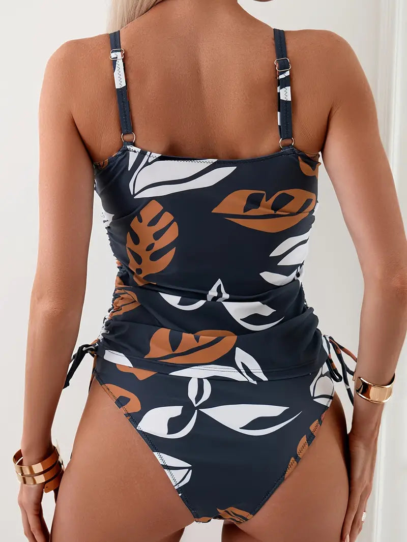 Jeneverbes® | Tankini-bikinitop en -broekje met bladprint