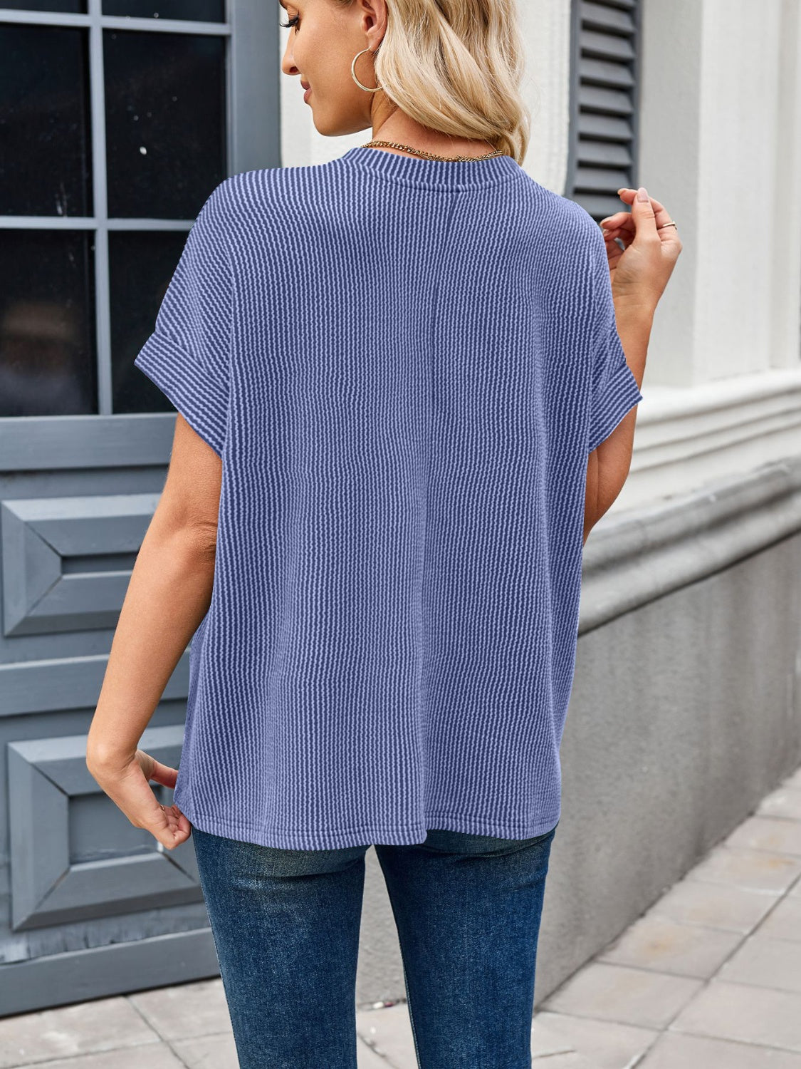 Ileana® | Rib-T-shirt met korte mouwen en ronde hals