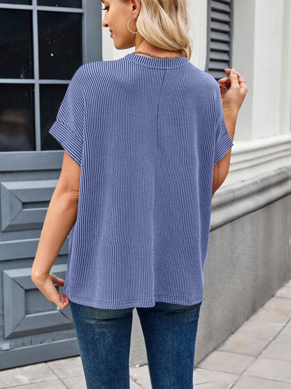 Ileana® | Rib-T-shirt met korte mouwen en ronde hals