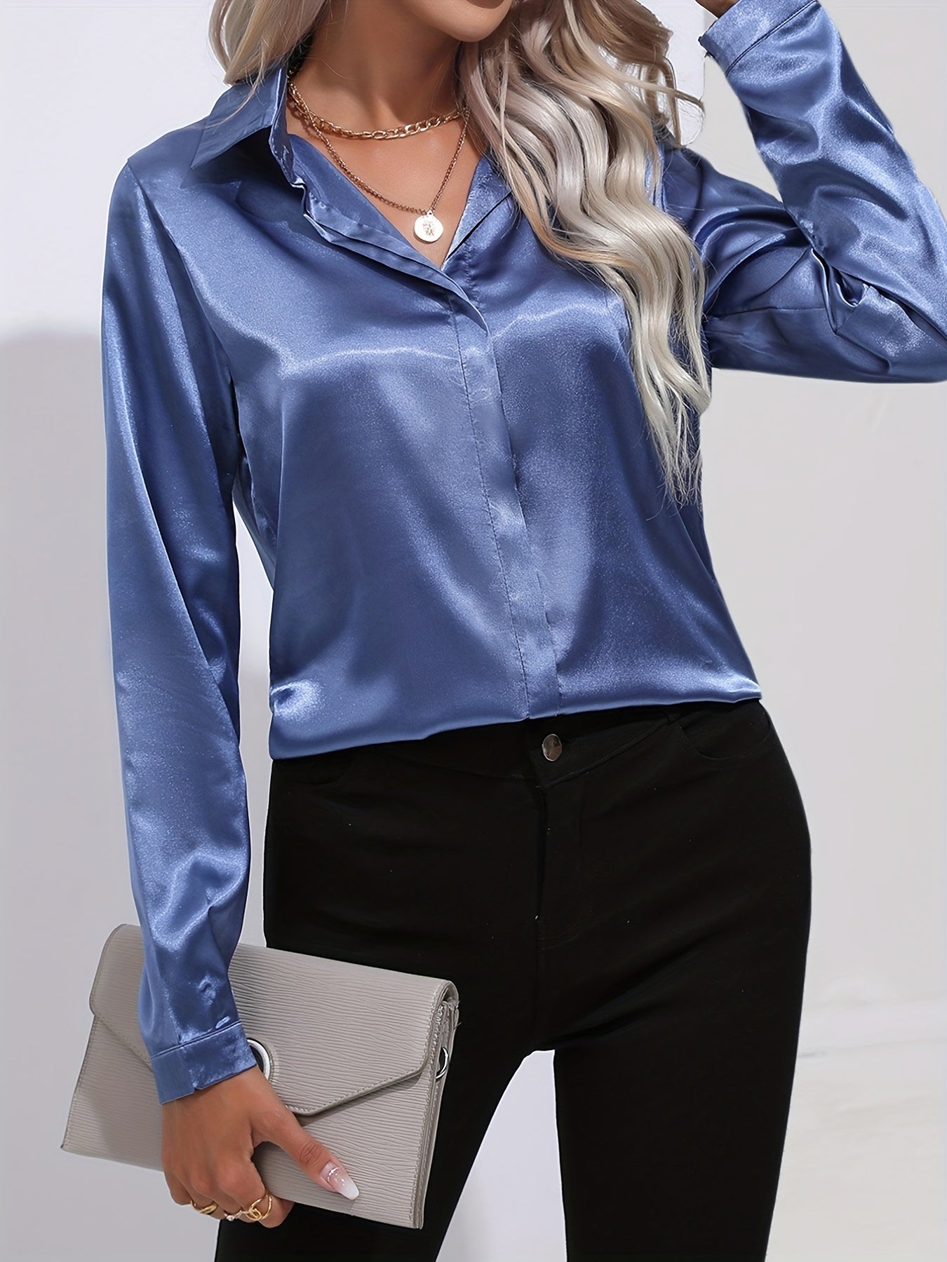 Luz® | Elegante satijnen blouse