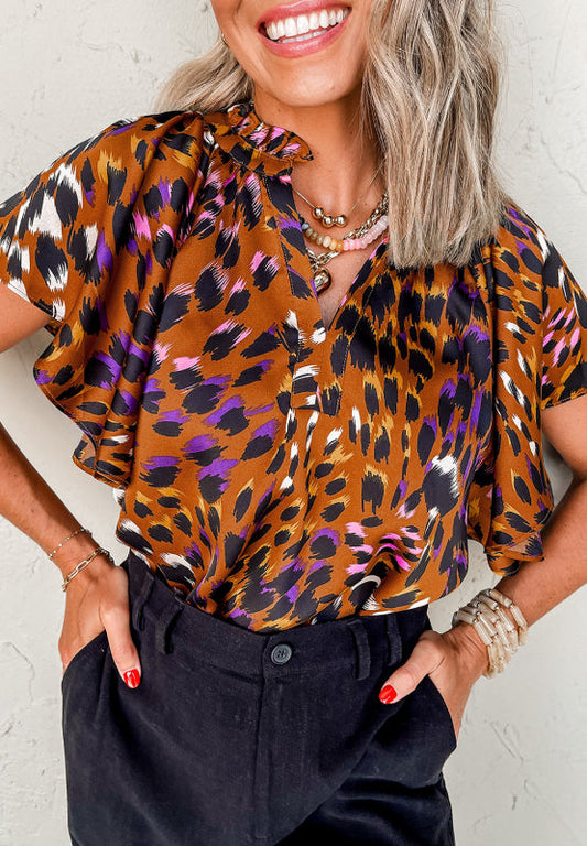 Maribel® | Blouse met korte mouwen en luipaardprint