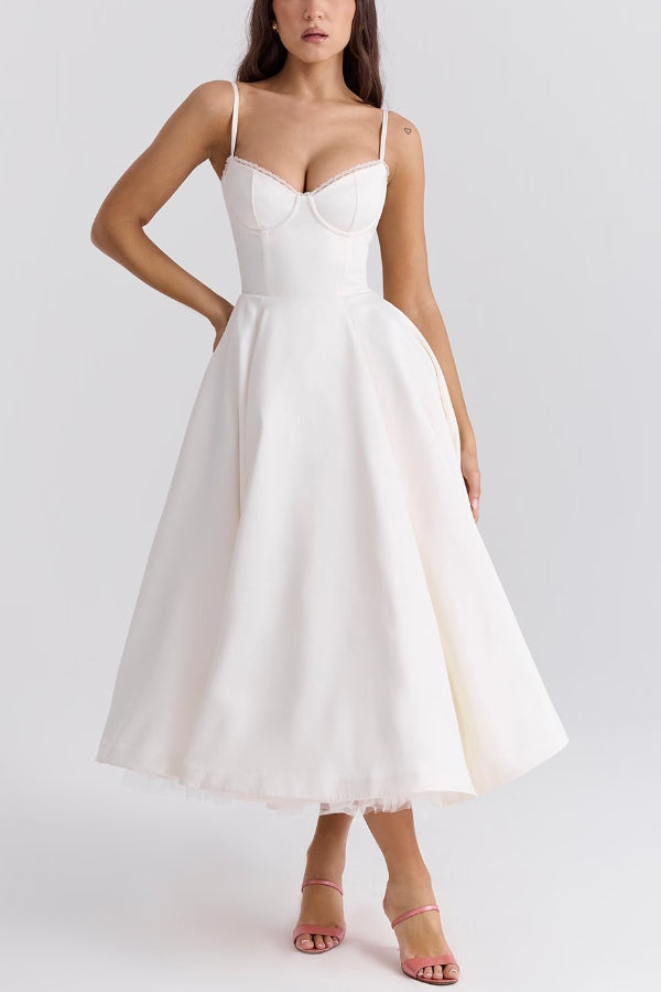 Lotharingen® | Strapless mouwloze maxi-jurk met V-hals en tutu