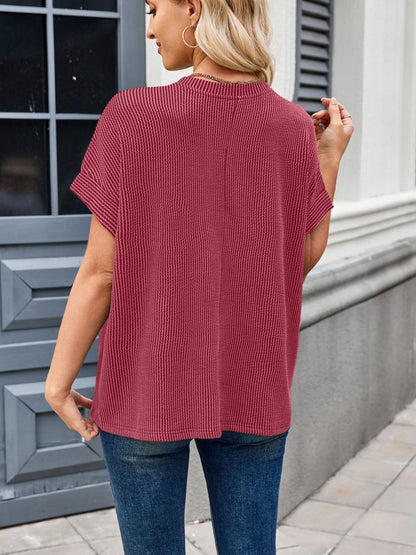 Ileana® | Rib-T-shirt met korte mouwen en ronde hals