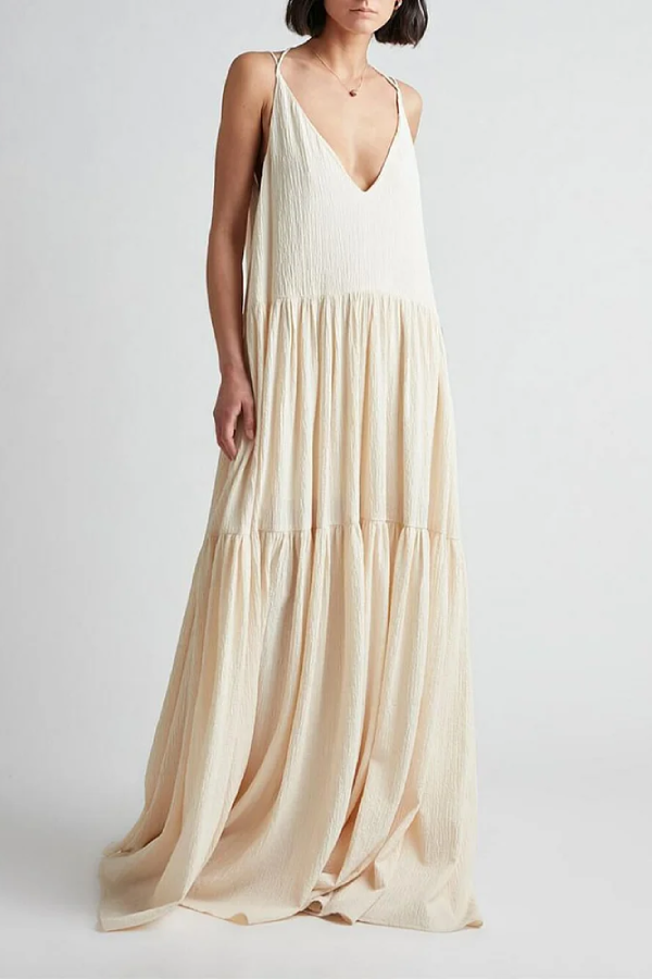 Vickie® | Elegante resort maxi-jurk met een diepe V-hals en bandjes