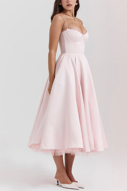 Lotharingen® | Strapless mouwloze maxi-jurk met V-hals en tutu