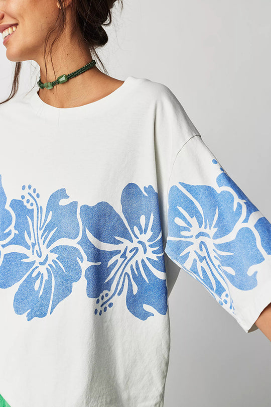 Selena® | T-shirt met korte mouwen, losse ronde hals en bloemenprint