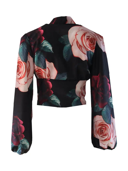 Tania® | Zijden blouse met bloemenprint en pofmouwen