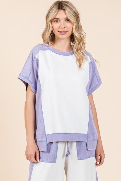 Aubrey® | Oversized T-shirt met kleurvlakken en korte mouwen