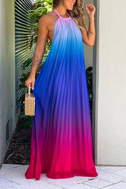 Carmen® | Roze en paarse halter maxi-jurk