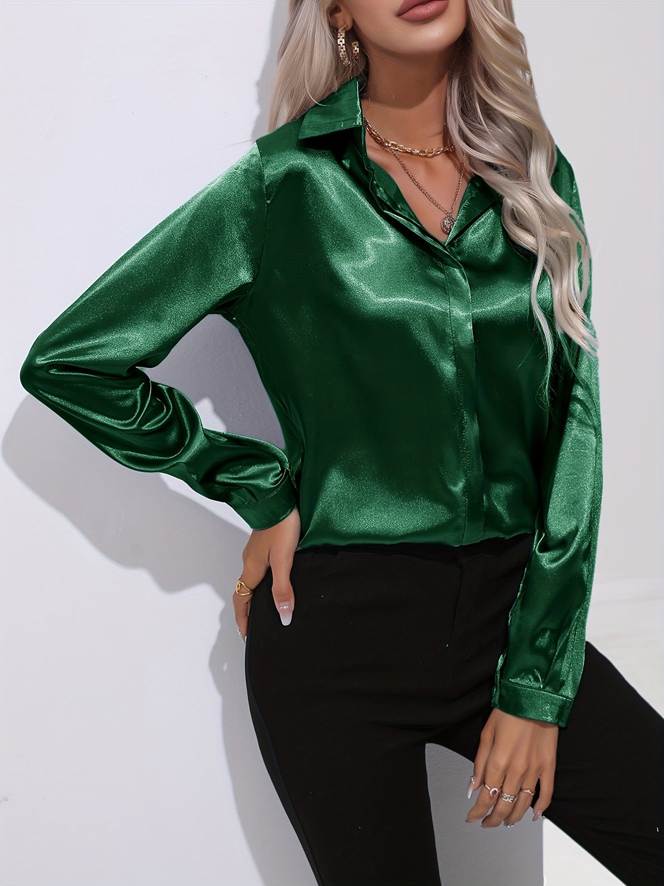 Luz® | Elegante satijnen blouse