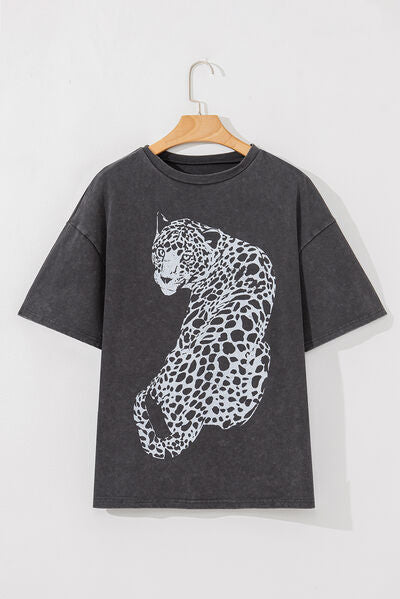 Matilde® | Cheetah T-shirt met ronde hals en halve mouwen