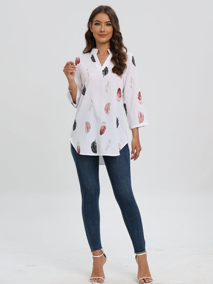 Octavia® | Blouse met V-hals en verenprint