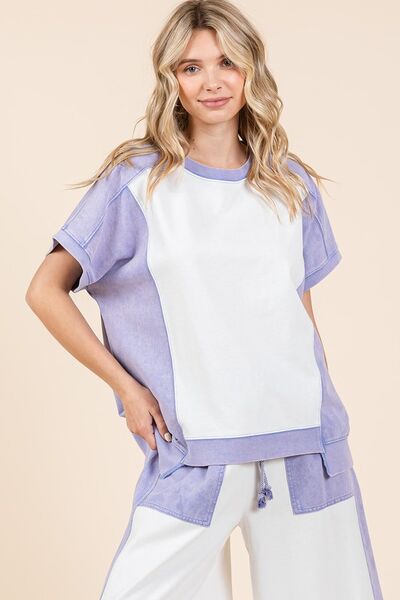 Aubrey® | Oversized T-shirt met kleurvlakken en korte mouwen