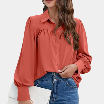 Francesca® | Elegante, vrouwelijke blouse met plooien en lange mouwen