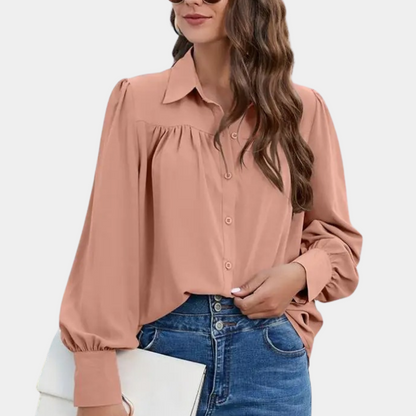 Francesca® | Elegante, vrouwelijke blouse met plooien en lange mouwen