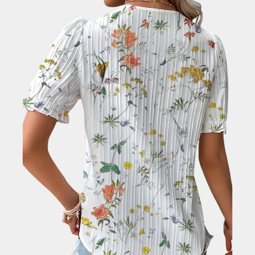 Alba® | Elegante bloemenblouse voor dames met gestileerde kanten rand