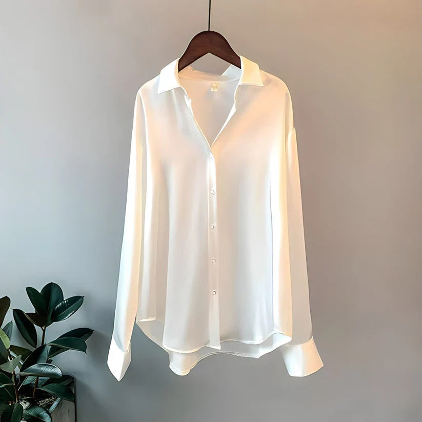 Abigail® | Dames zijden blouse met lange mouwen en een comfortabele pasvorm