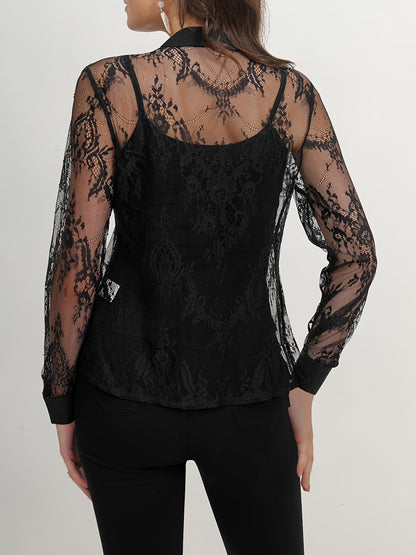 Teresa® | Elegante blouse met kant en knoopsluiting