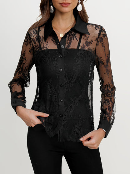 Teresa® | Elegante blouse met kant en knoopsluiting