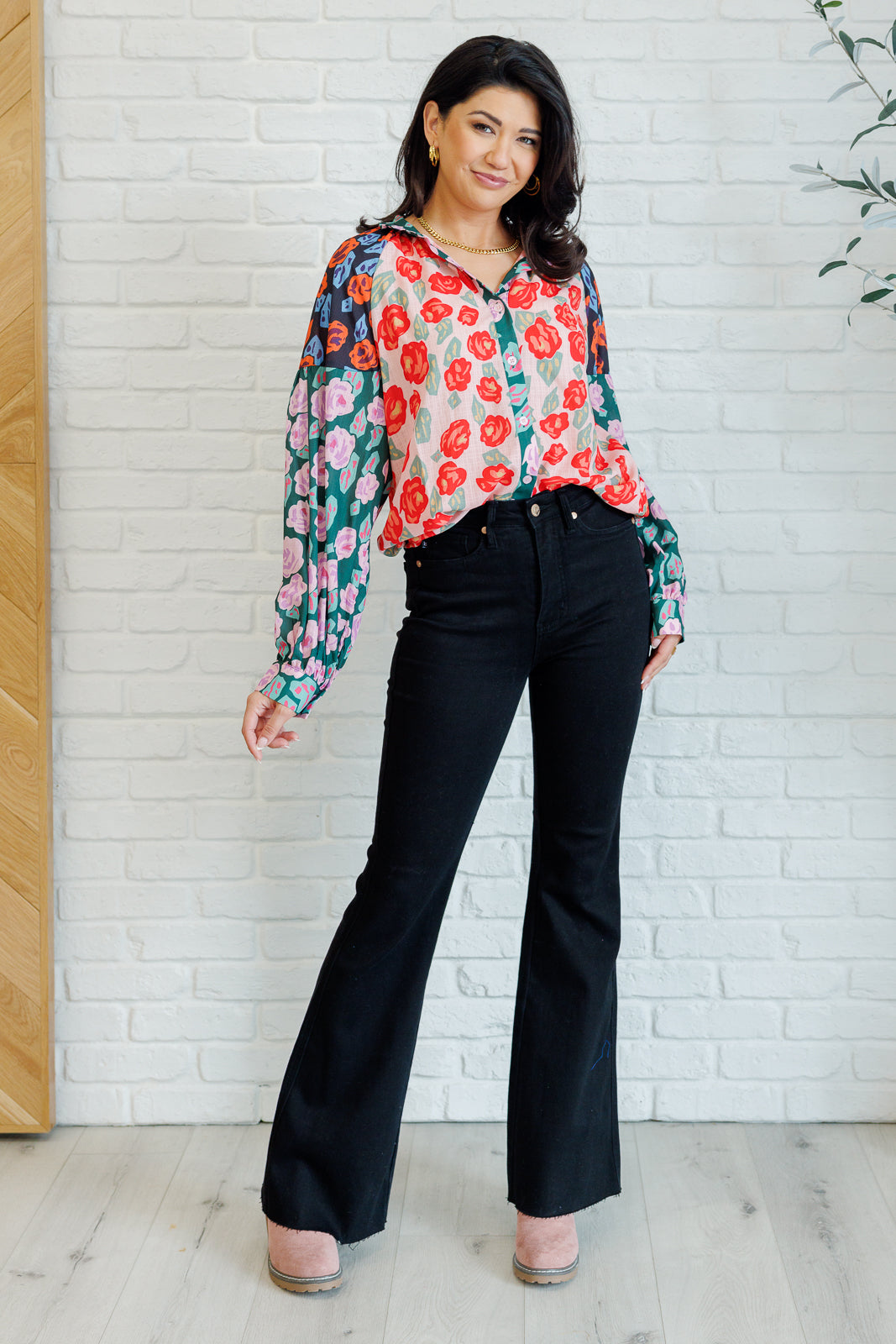 Zoraida® | Blouse met knopen en gemengde print