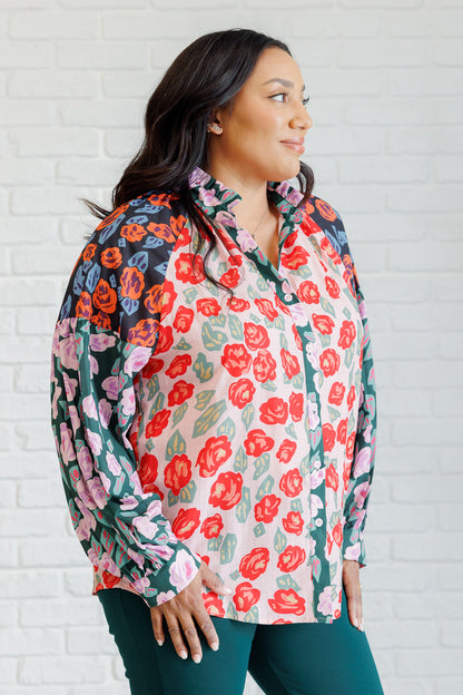 Zoraida® | Blouse met knopen en gemengde print