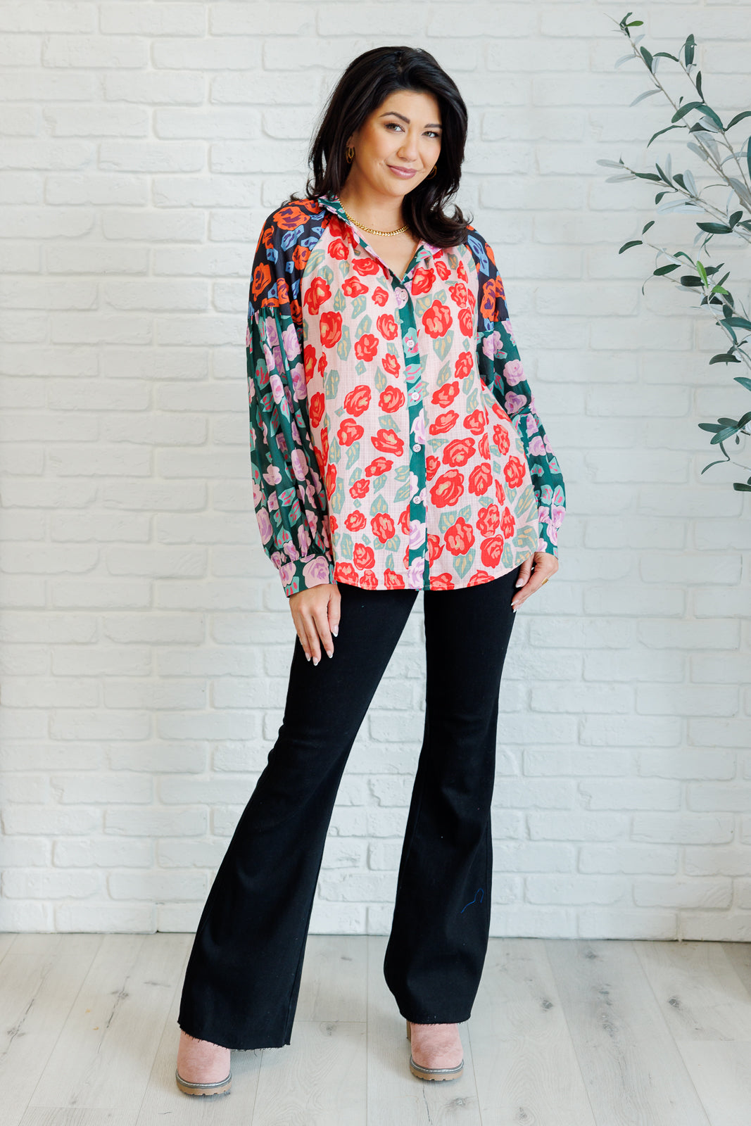 Zoraida® | Blouse met knopen en gemengde print