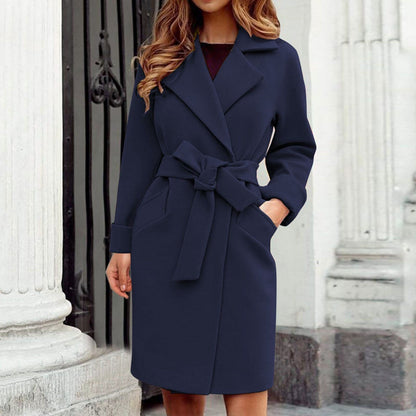 Etta® | Lange trenchcoat winterjas met knoopsluiting in felle kleuren