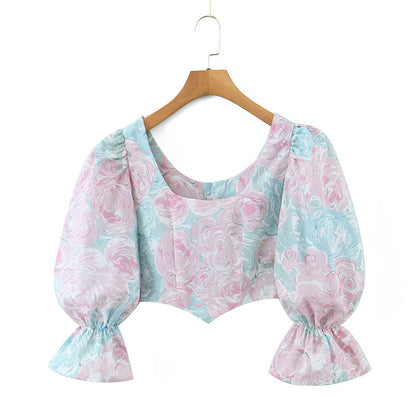 Begoña® | Blouse met pastelkleurig bloemenpatroon en pofmouwen