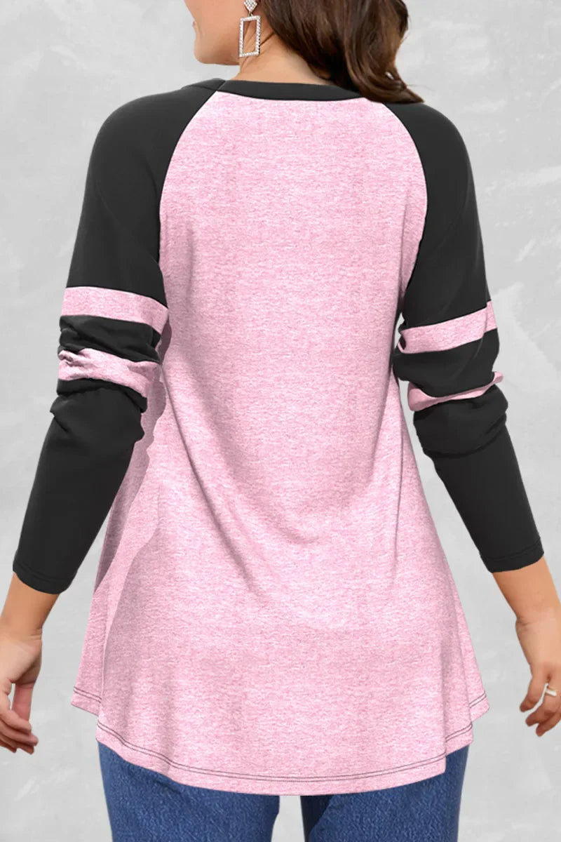 Marina® | Roze dames-T-shirt met V-hals en gekruiste bandjes