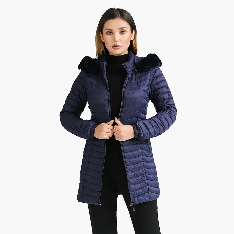 Cordula® | Lange parka met bontcapuchon. Casual, lichte jassen