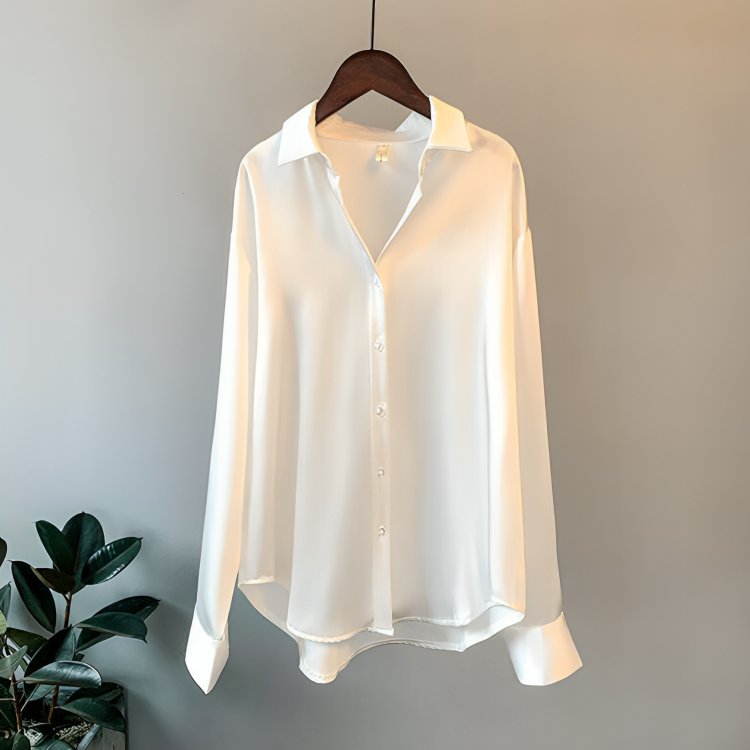 Jasmin® | Elegante blouse met lange mouwen van satijn met knoopsluiting