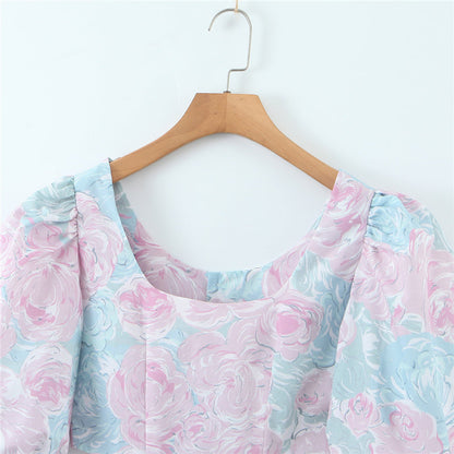 Begoña® | Blouse met pastelkleurig bloemenpatroon en pofmouwen