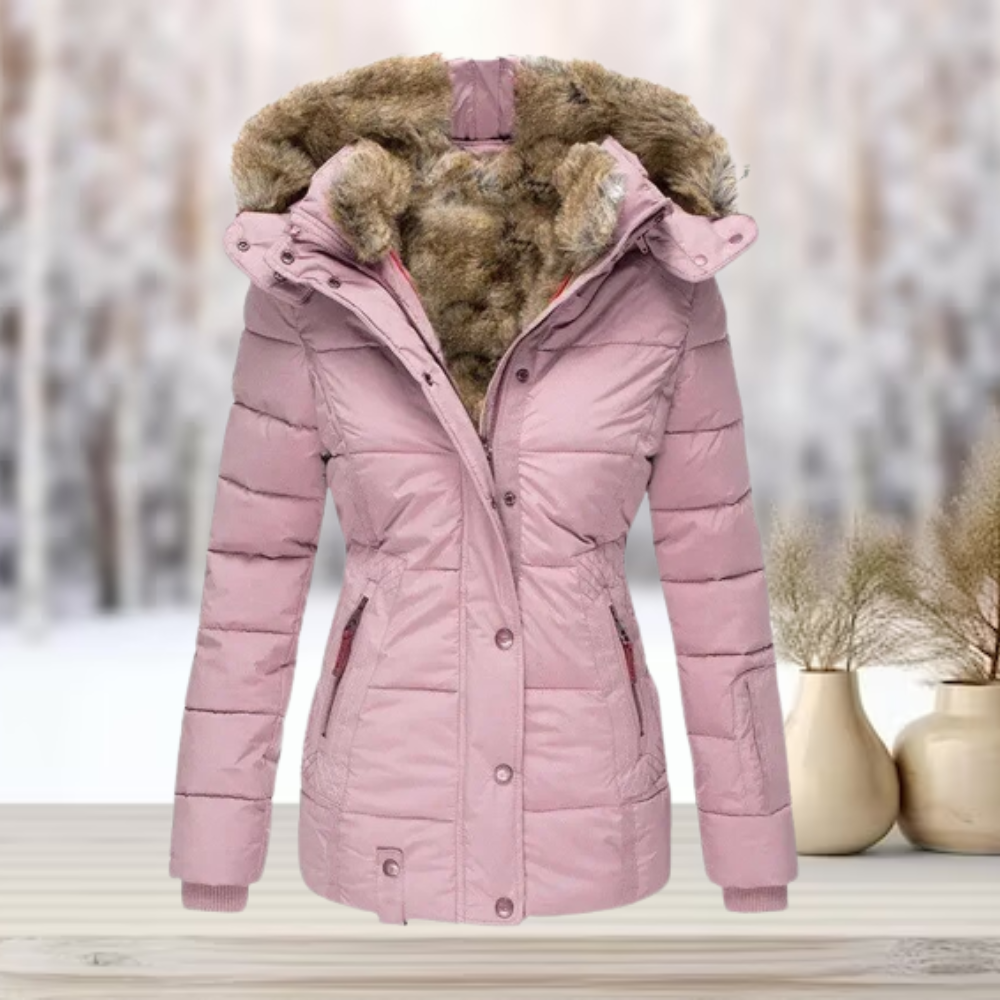 Avelina® | Elegante winterjas van bont met capuchon