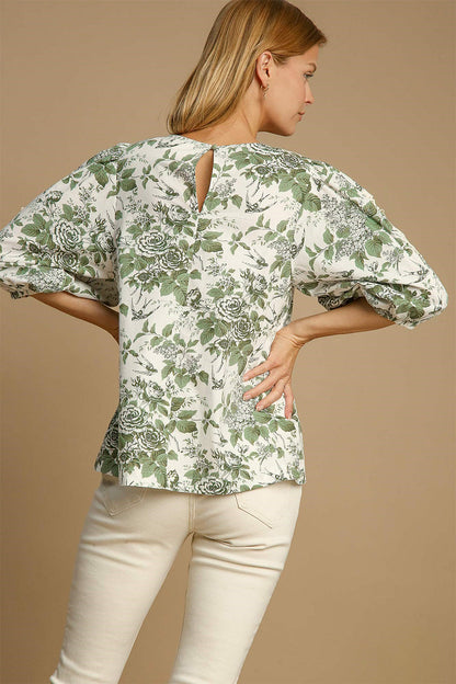 Matilde® | Blouse met geplooide bloemendetails en kanten bies aan de mouwen