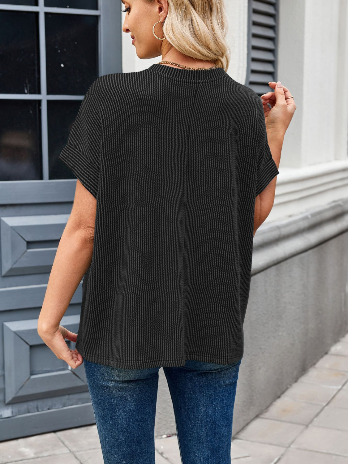 Ileana® | Rib-T-shirt met korte mouwen en ronde hals