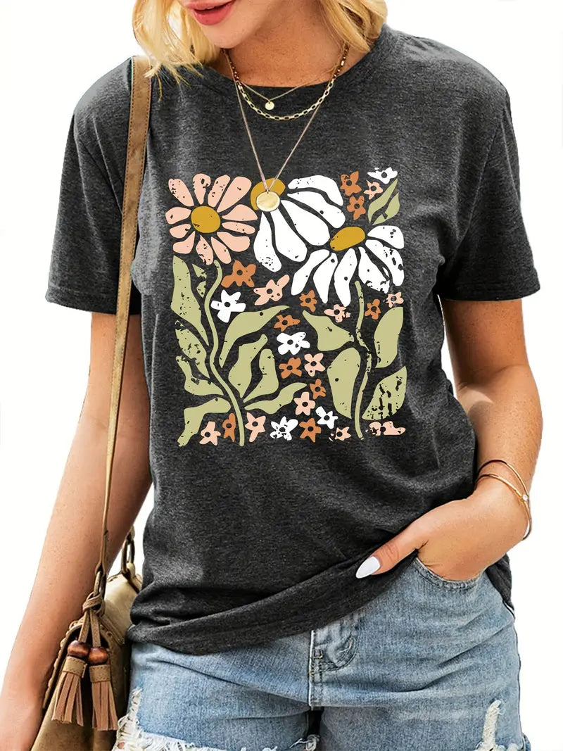 Jimena® | Boho t-shirt met bloemenprint