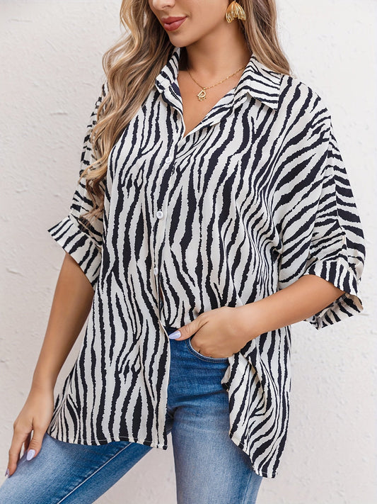 Lindis® | Blouse met zebrapatroon en manchetten aan de mouwen