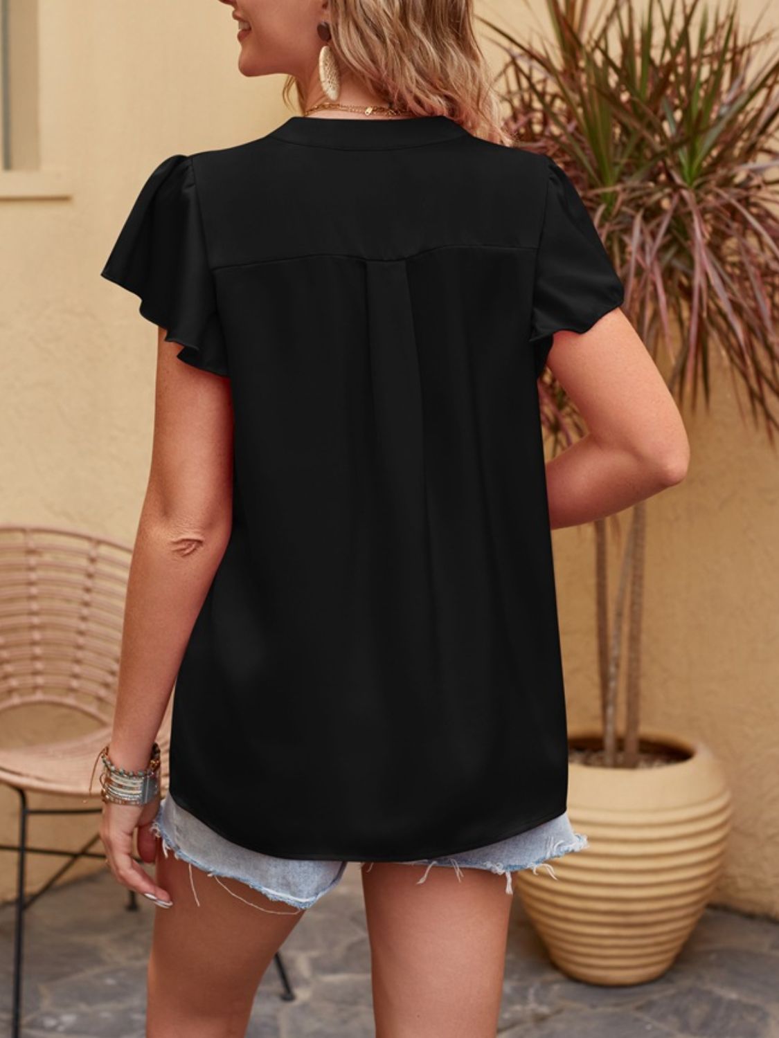 Clara® | Blouse met korte mouwen en inkeping