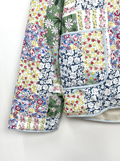 Chloe® | Groen gewatteerde damesjas met vintage bloemenprint