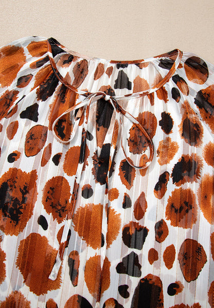 Karen® | Blouse met print, driekwart mouwen en strikkraag