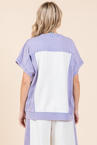 Aubrey® | Oversized T-shirt met kleurvlakken en korte mouwen