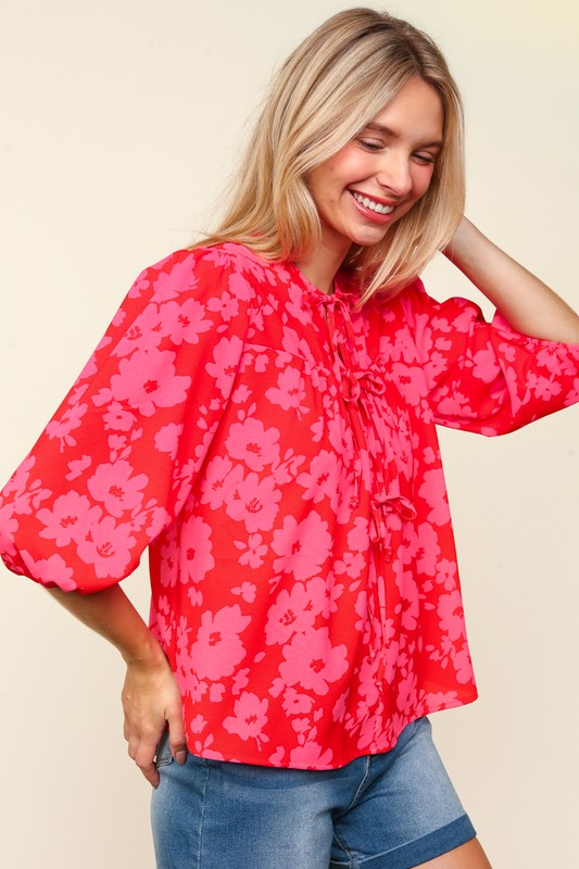 Paula® | Haptics full size blouse met bloemenprint en ballonmouwen