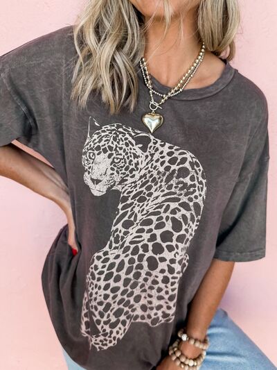 Matilde® | Cheetah T-shirt met ronde hals en halve mouwen