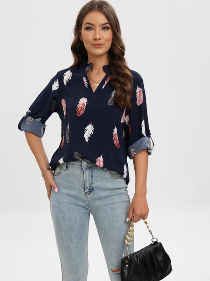 Octavia® | Blouse met V-hals en verenprint