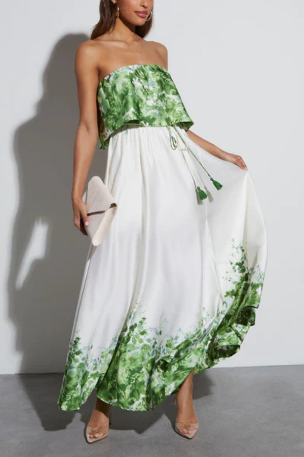 Silvia® | Strapless maxi-jurk van satijn