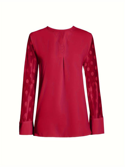 Roze® | Gebreide blouse met V-hals en knoopsluiting