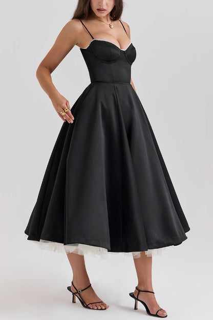 Lotharingen® | Strapless mouwloze maxi-jurk met V-hals en tutu