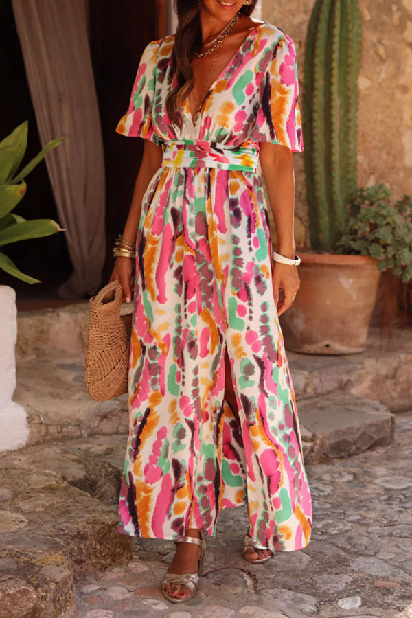 Virginia® | Maxi-jurk met een boho tie-dye-print en een V-hals